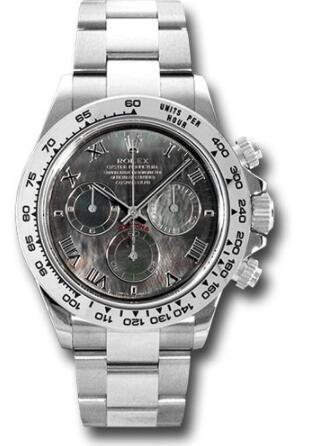 Replica Rolex White Gold Cosmograph Daytona 40 Watch 116509 Dark Mother-Of-Pearl Roman Dial
